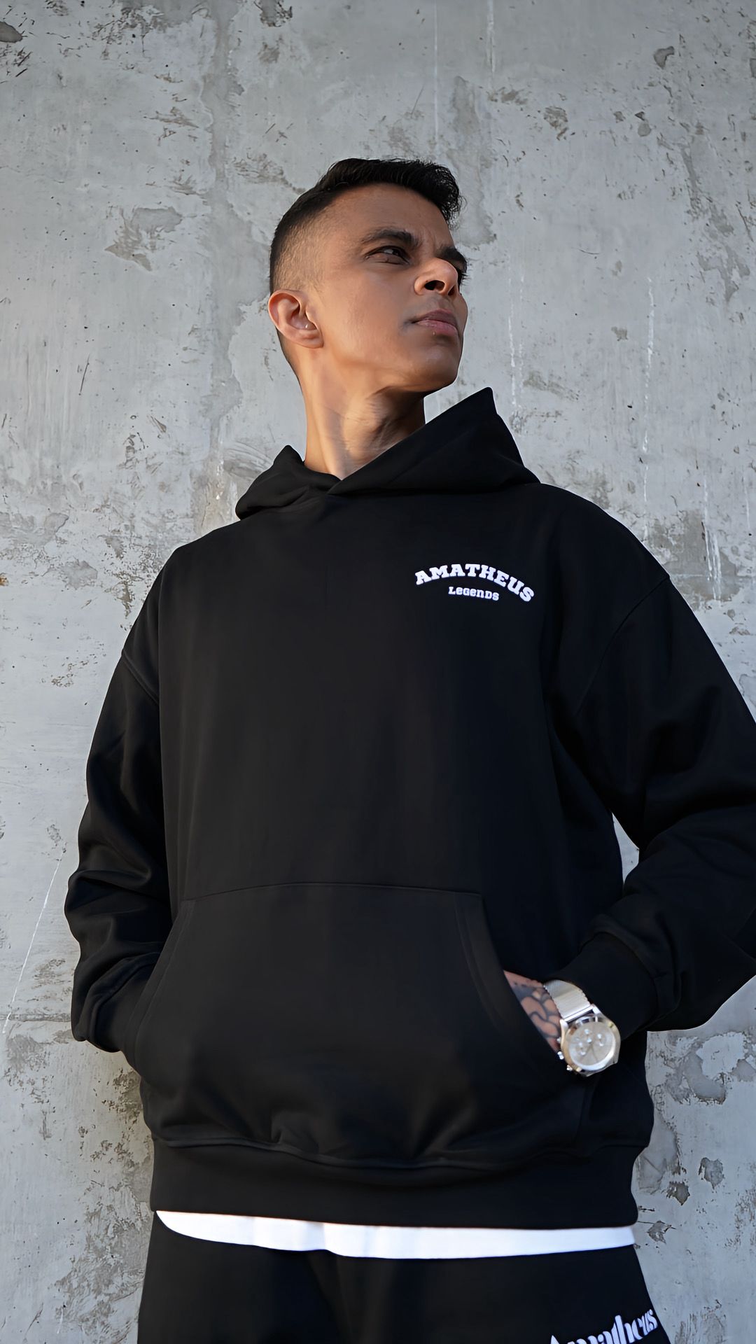 Amatheus Legends Black and White Oversized Hoodies front and back view.